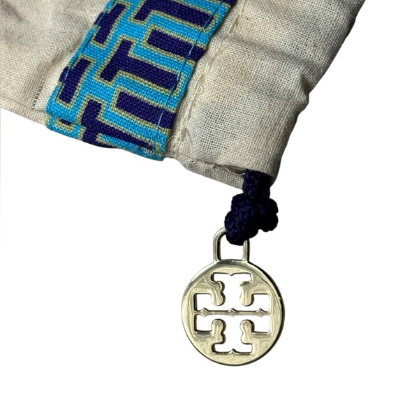 Tory Burch Drawstring Dust Bag Ivory w Blue/Green/Purple Ribbon 15" X 11.5" gold - Picture 1 of 7